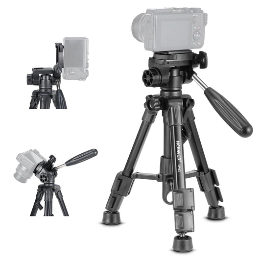 NEEWER Basic Mini Desk Tripod for Camera with 3 Way Pan Tilt Head & Handle, Small Portable Metal Tabletop Selfie Stick Stand with 1/4" Screw for DSLR