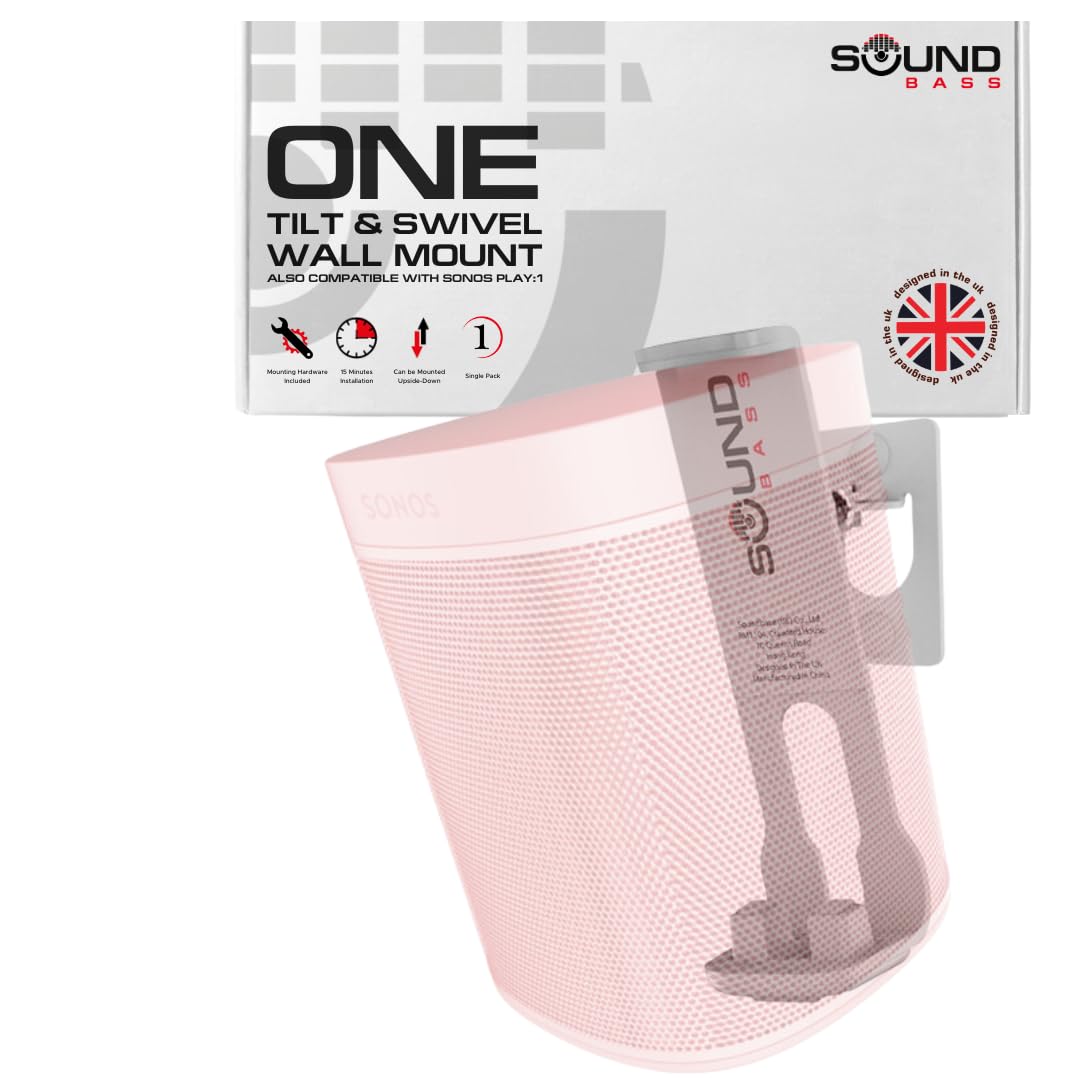 Sound Bass ONE, ONE Gen 2, ONE SL, Play:1 Wall Mount Bracket, White, Single, Compatible with Sonos ONE, ONE Gen 2, ONE SL & Play 1