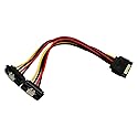 zdyCGTime 90 Degree SATA 1 to 2 Y Splitter, 15Pin Male to 2 Female Interface Extension Cable with Latch Power