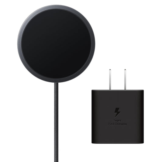 Samsung Galaxy Magnet Wireless Charger with 45W Power Adapter, Cordless Super Fast Charging, Powerful Design, Built-in Magnets, No-Slip Surface, Dark
