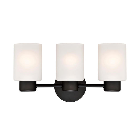 Westinghouse 6354100 Sylvestre Three-Light Indoor Wall Fixture, Oil Rubbed Bronze Finish with Frosted Glass