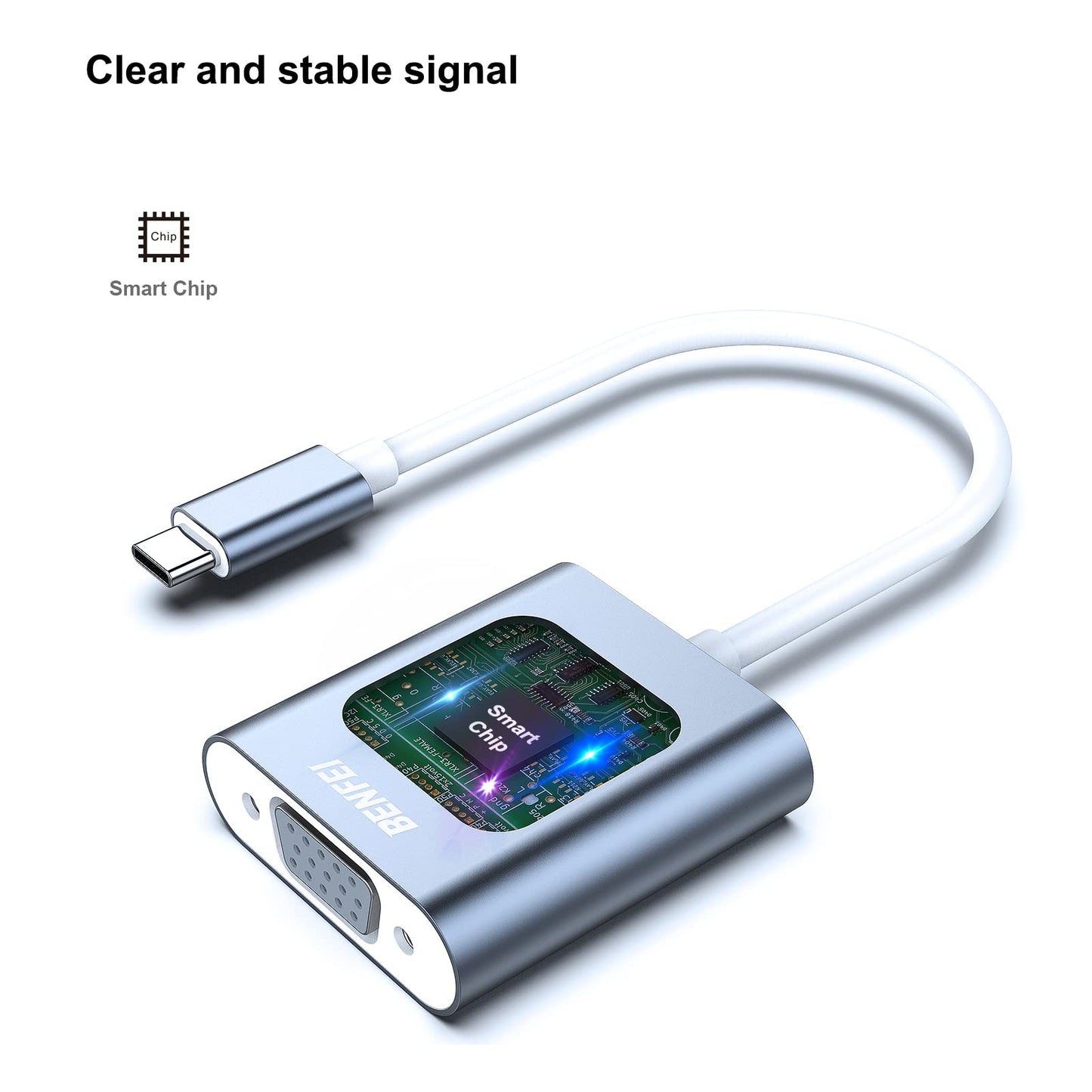BENFEI USB C to VGA Adapter, Thunderbolt 3/4 to VGA Adapter Compatible with iPhone 15 Pro/Max, MacBook Pro/Air 2023, iPad Pro, iMac, S23, XPS 17