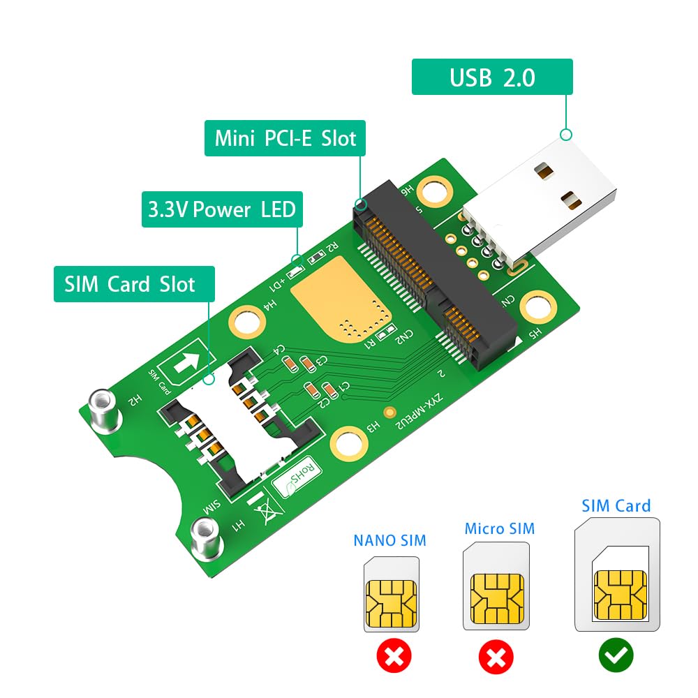 Mini Pcie USB Adapter SIM to USB Adapter with SIM Card Slot for WWAN/LTE Module