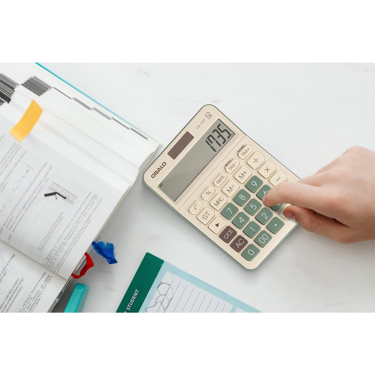 Desktop Calculator Large LCD Display 12 Digit Number Big Button Tax Financial Accounting Calculator, Battery and Solar Powered, for Desk Office Home