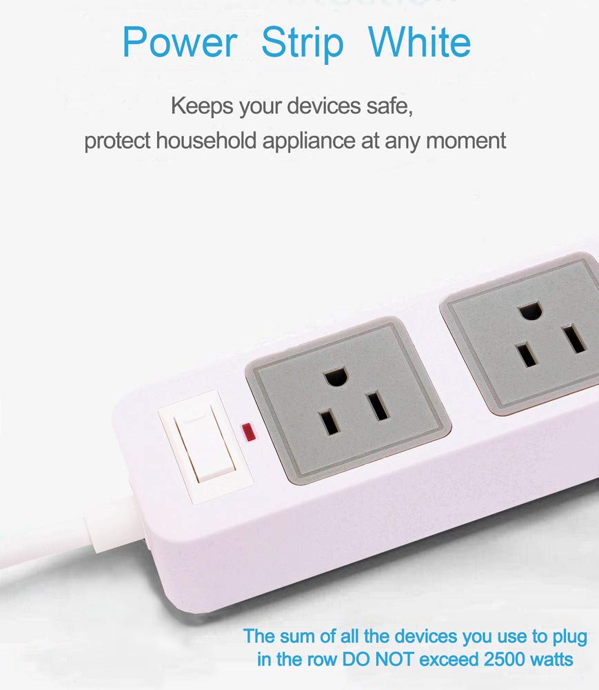 2 Prong Power Strip with USB, 2 Prong to 3 Prong Outlet Adapter with 4 USB Ports 6.6ft Extension Cord, 3 AC Outlets Flat Plug Surge Protector