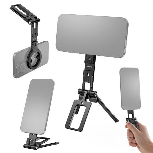 NEEWER Magnetic Phone Tripod Holder Stand, Metal Cell Phone Mount Grip with 1/4" Threads, Cold Shoe & Arca Type, Compatible with MagSafe iPhone