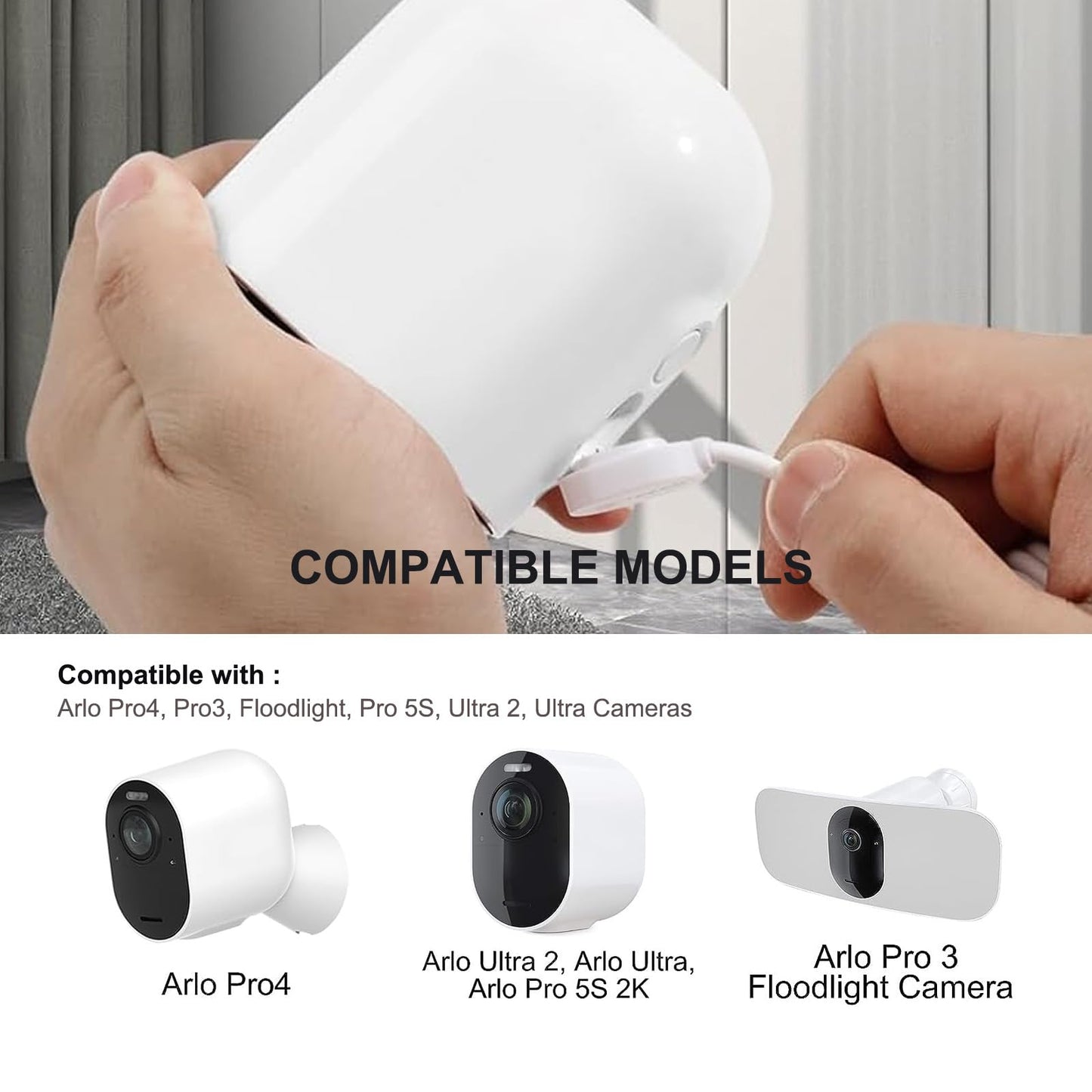 10ft Charging Cord Cable 2 Pack Magnetic Charger for Arlo Ultra 1 2 | Arlo Pro 3 4 5 2K Arlo Go 2 Indoor Outdoor Arlo Camera Charger Charging Cable