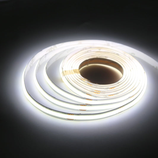 PISIN 24V COB LED Strip Light White 6000K IP20 Uniform Light Emitting 480LEDs/M 16.4FT/5M CRI90 Flexible Can be Cropped LED Light Strip Cabinet Home