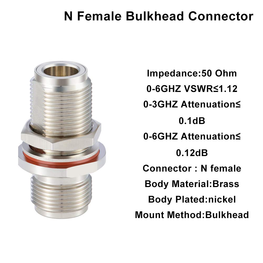 XRDS -RF 2PCS N Female to N Female Bulkhead Connector Coax Bulkhead Connector