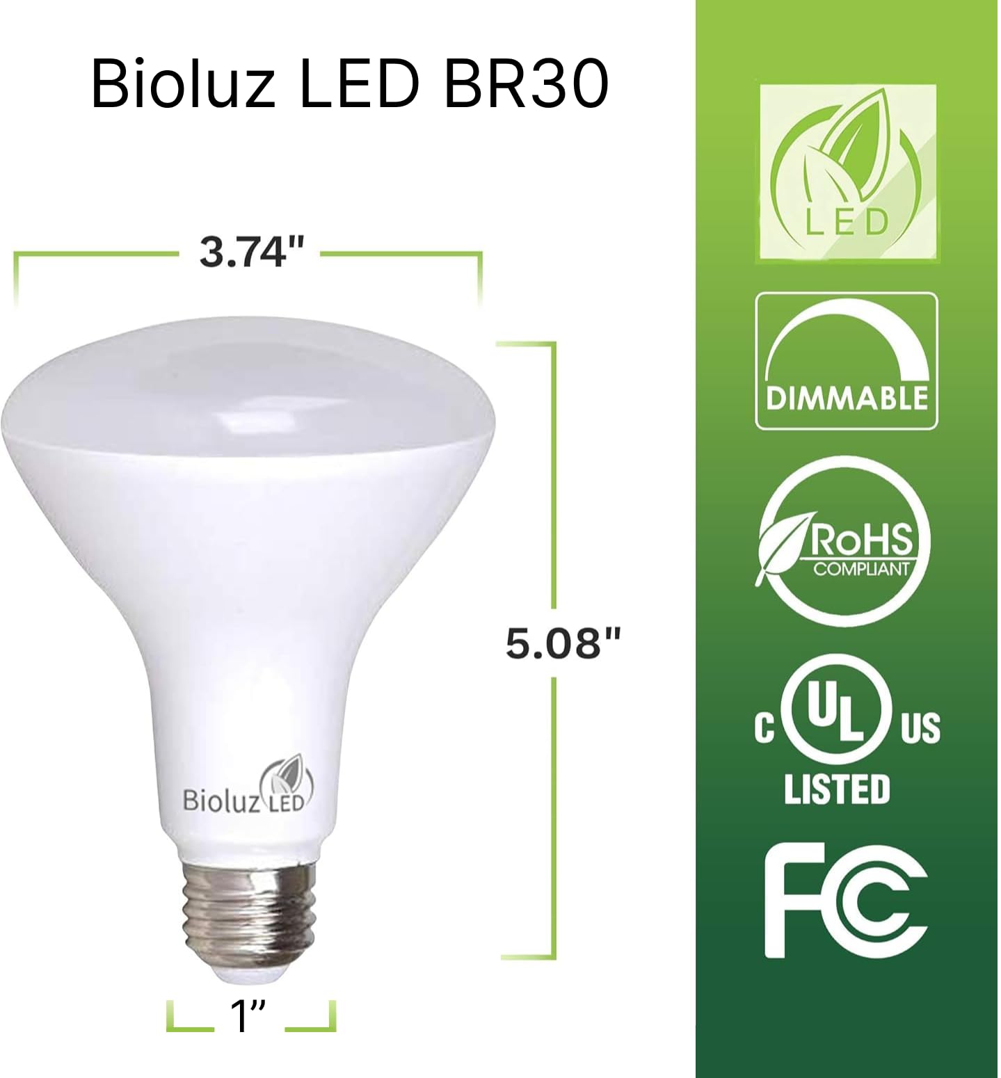Bioluz LED 10 Pack BR30 LED Bulbs, Indoor Flood Lights 90+ CRI 75W Equivalent uses 9.5W 2700K Warm White 850 Lumens, E26 Base Dimmable Instant On