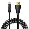 UCEC Coiled Micro HDMI to HDMI Cable, 3.2FT Retractable Cable for Laptops, Cameras, DSLRs, Camcorders, Portable Screens and Monitors