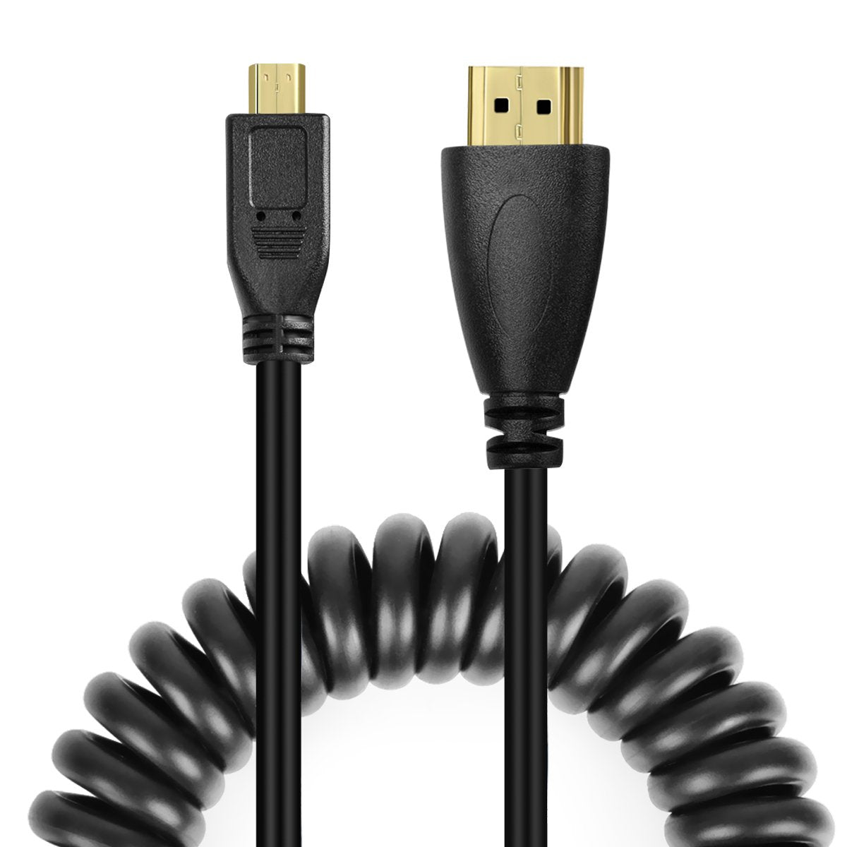 UCEC Coiled Micro HDMI to HDMI Cable, 3.2FT Retractable Cable for Laptops, Cameras, DSLRs, Camcorders, Portable Screens and Monitors