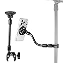 ZUZUXI Magnetic Phone Holder for Mic Stand, Adjustable Flexible Phone Holder with Aluminum Alloy Clamp & Gooseneck Arm for Magsafe, Compatible