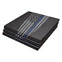 MightySkins Skin Compatible with Sony PS4 Pro Console - Thin Blue Line | Protective, Durable, and Unique Vinyl Decal wrap Cover | Easy to Apply