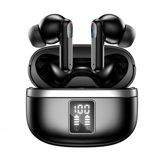 JBMI Bluetooth Earbuds Wireless Headphones, 50H Deep Bass Ear Buds with 4 Noise Cancelling Microphone, IPX5 Waterproof Earphones for iPhone Android
