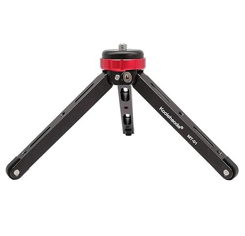Koolehaoda Mini Tripod Portable Desktop Tabletop Tripod Stand CNC Aluminum Alloy with 1/4 and 3/8 Screw Mount for Cameras Camcorder Gimbal