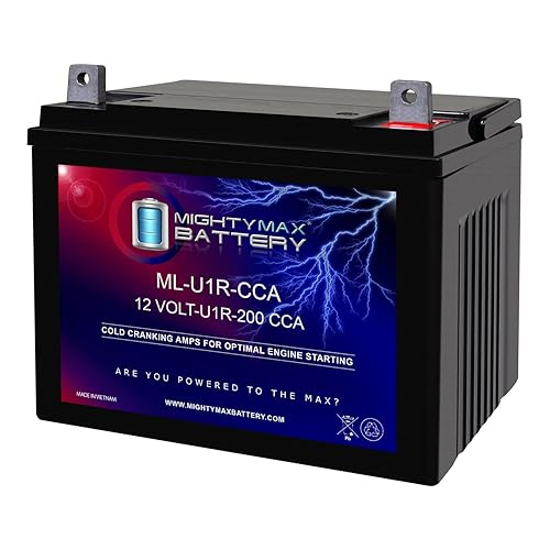 Mighty Max Battery ML-U1R-CCA -12 Volt, 200 CCA, Nut and Bolt (NB) Terminal, Rechargeable SLA AGM Battery