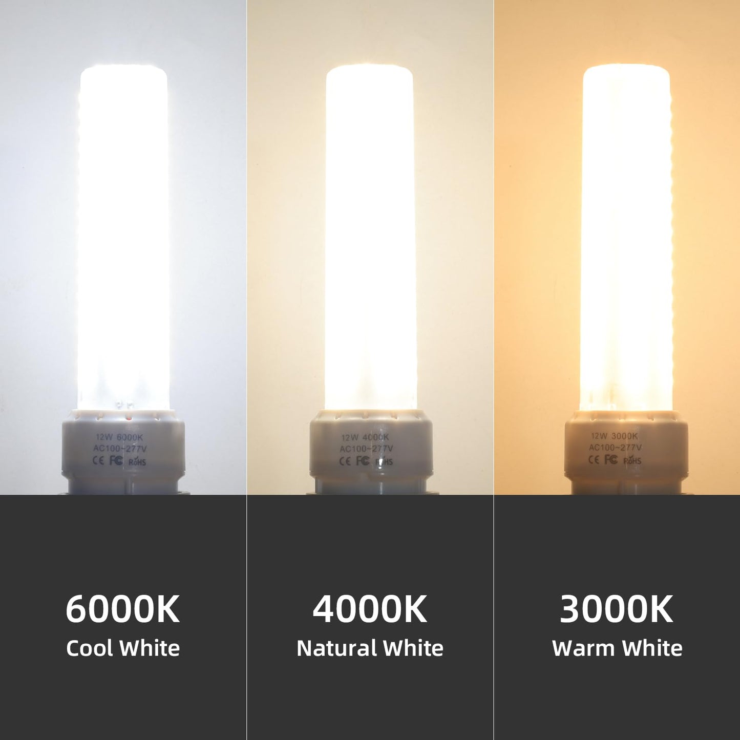 Lidesheng GU24 LED Light Bulb 6000K Cool White High Brightness 1600lm for Bathroom Ceiling Fan 18W 23W T2 Spiral CFL Lamp Replacement, 100-277V 12W