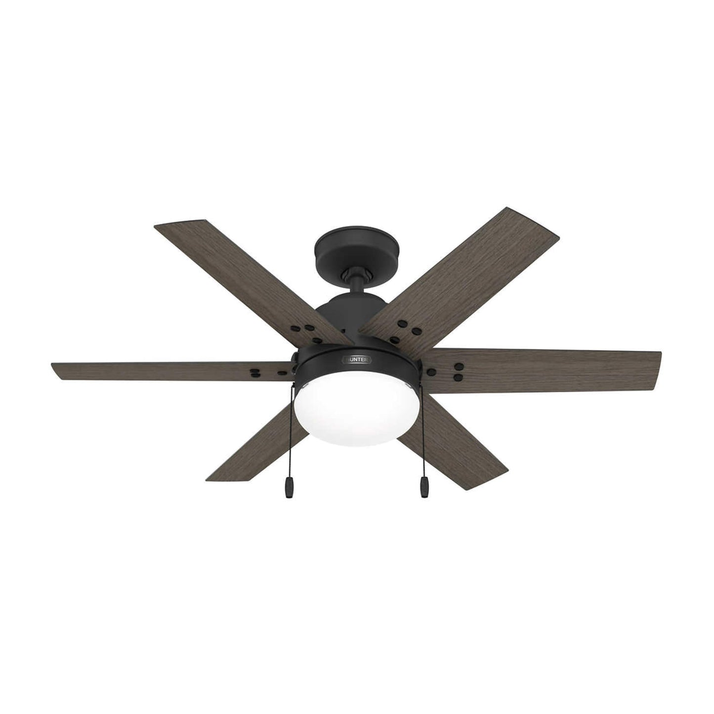 Hunter Fan 44 inch Indoor Ceiling Fan with Light, Black Ceiling Fan with Pull Chain, 6 Blades for Baby Room, Bedroom, Office or Kitchen (Renewed)