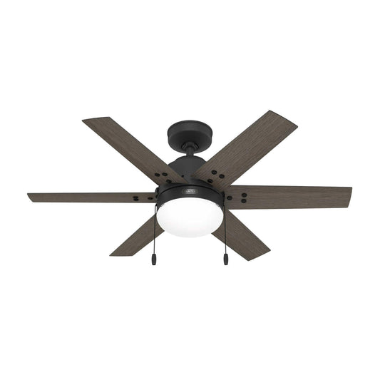 Hunter Fan 44 inch Indoor Ceiling Fan with Light, Black Ceiling Fan with Pull Chain, 6 Blades for Baby Room, Bedroom, Office or Kitchen (Renewed)