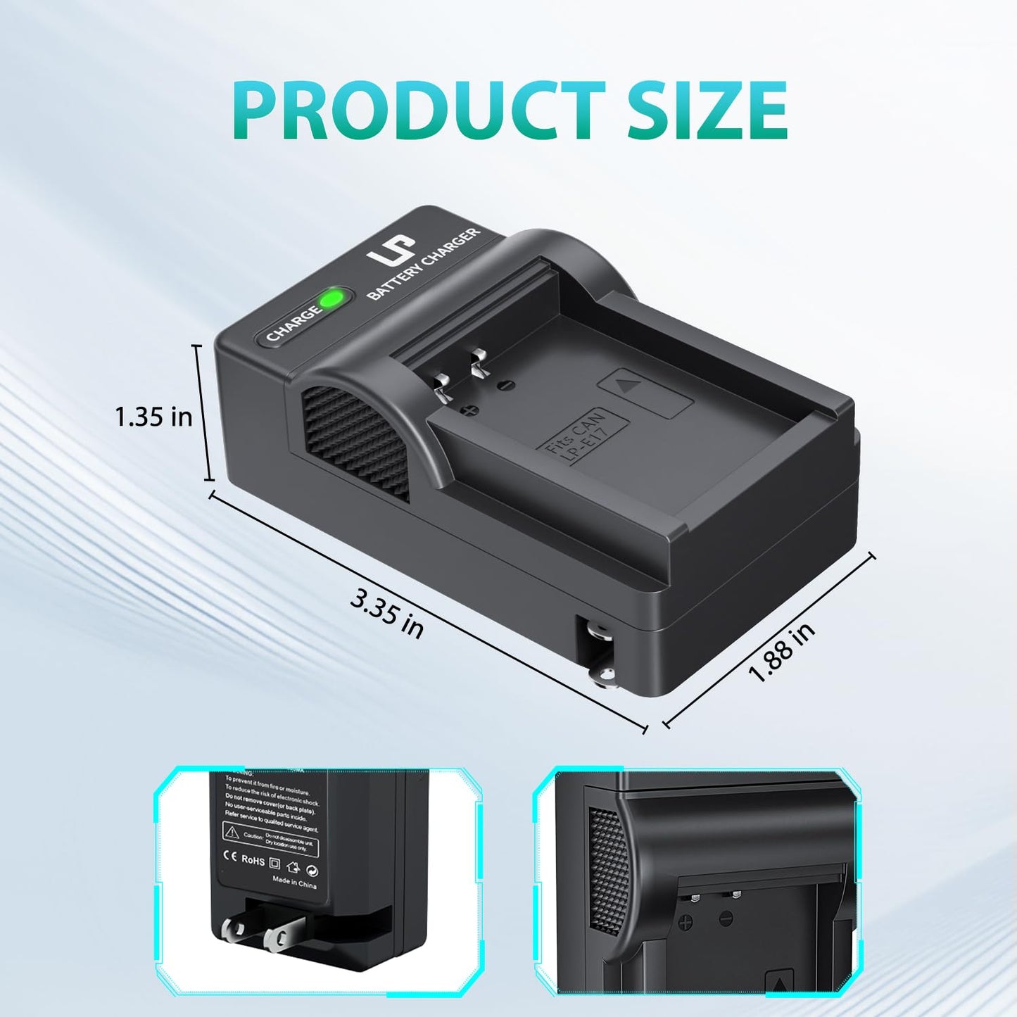 LP LP-E17 Battery Charger, Charger Compatible with Canon EOS Rebel T7i, T6i, T6s, SL3, SL2, 77D, 9000D, 8000D, 800D, 760D, 750D, 200D, M6, M5, M3