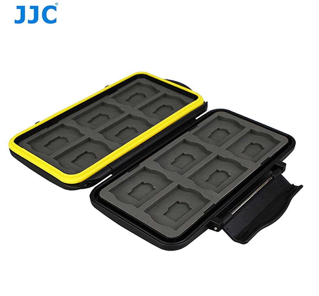 JJC MC-SDMSD24 Ruggard SD Card Case, Micro SD Card Case, Water-Resistant Case for SD Micro SD Cards, Rubber Sealed Ergonomic Locking Easy Carrying