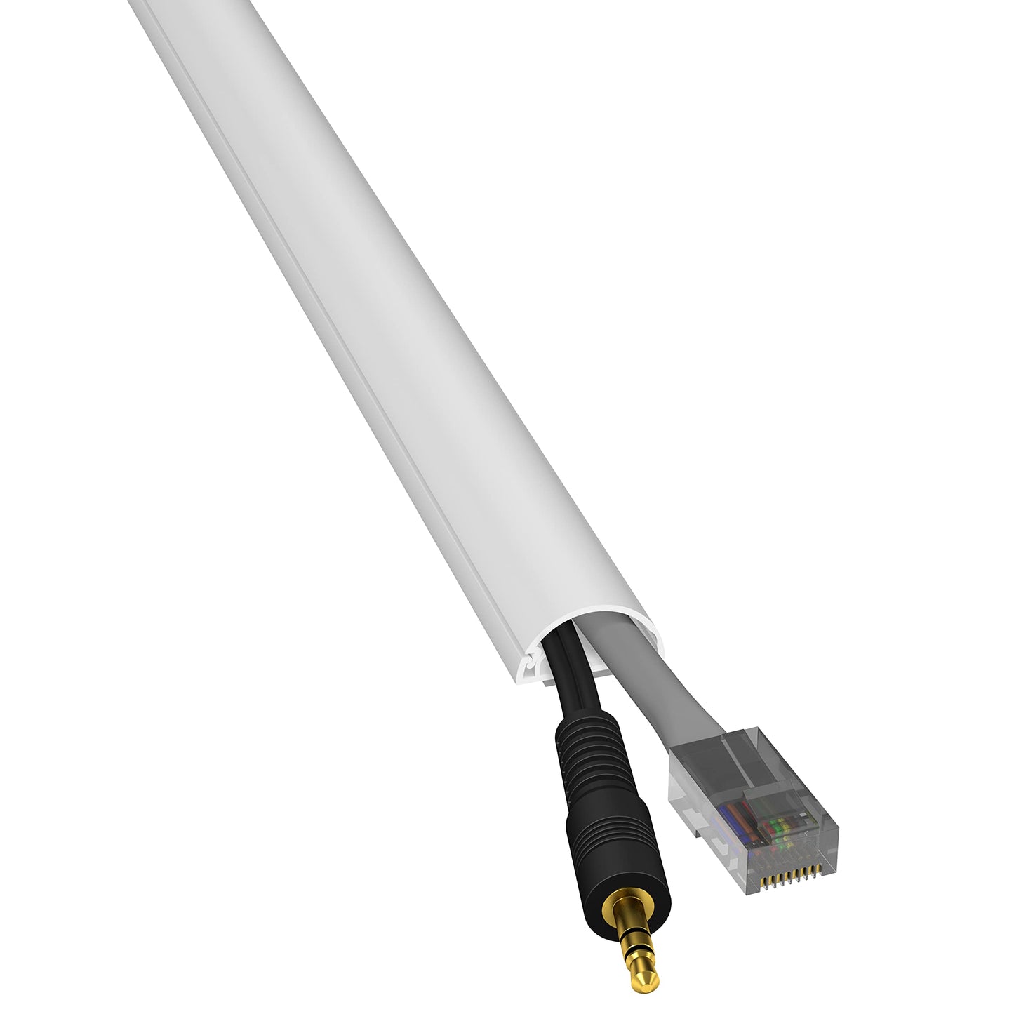 D-Line Small Cord Cover Kit, 30ft Self-Adhesive Wire Hider, Half Round Cord Covers, Paintable Cable Management - 6X 5ft Channels and 13 Accessories