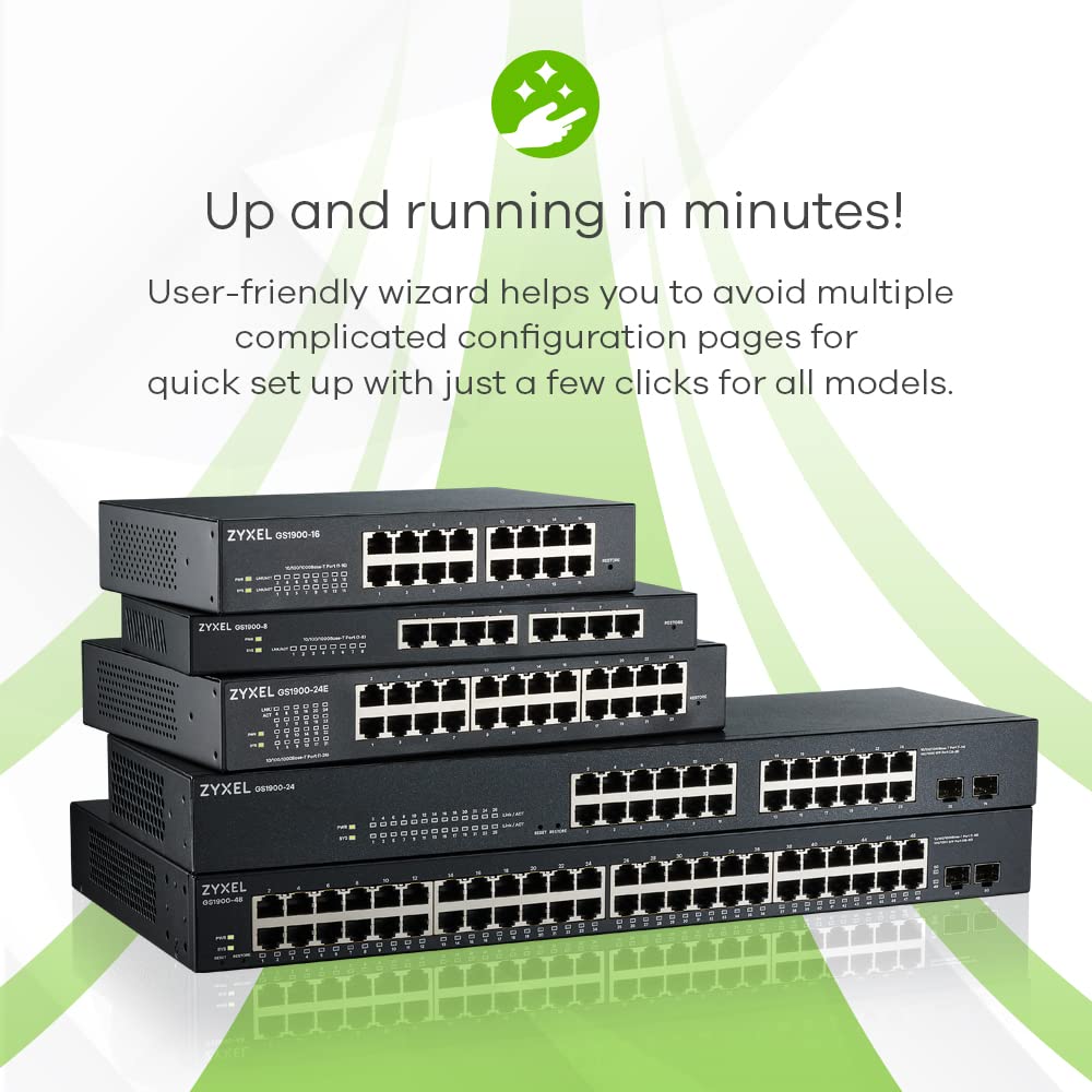 Zyxel 16 Port Ethernet Switch | Smart Managed Gigabit Network Switch | 16x GbE RJ-45 Ports | 32 Gbps Switching Capacity | Wall or Rack Mount, Mounting