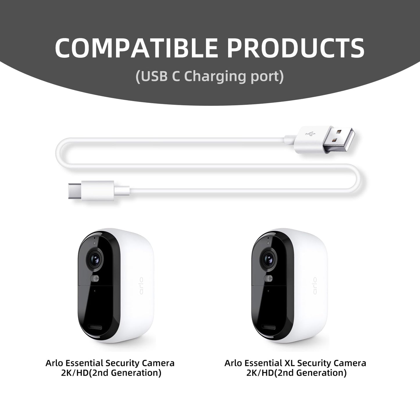 2 Pack 10FT USB C Camera Power Cable for Arlo Essential 2K, Alro Essential 2nd Generation, Blink Outdoor 4 4th Generation, Petcube Cam 360 Outdoor