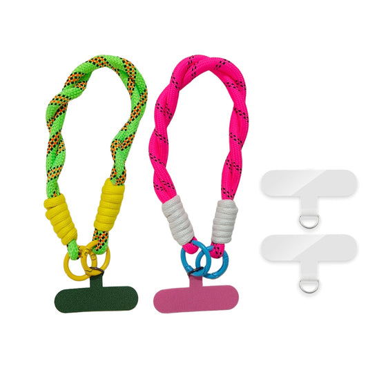 ISEMRO 2Pcs Phone Wrist Strap,Universal Cellphone Lanyard with 4pcs Tether Tab (Green+Rose Red)