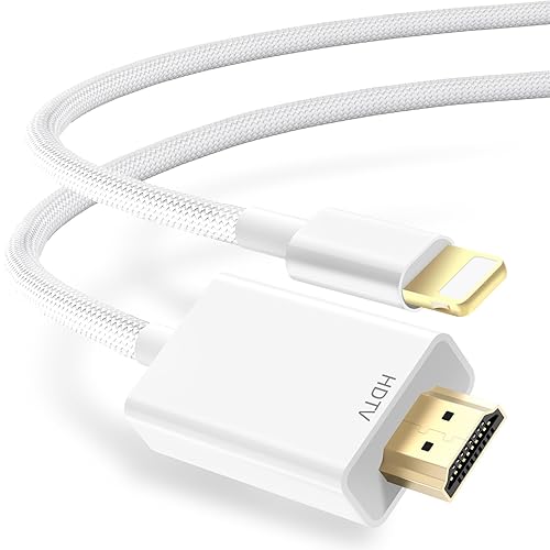 [MFi Certified] Lightning to HDMI Cable 6.6FT, 1080P HD Lightning to HDMI Adapter, Digital AV Adapter, Sync Transmit Video Audio, Compatible