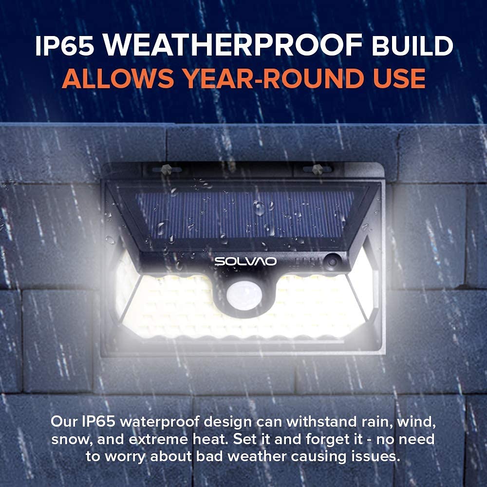 SOLVAO Solar Motion Sensor Ultra Bright Outdoor Security Light, Floodlight | IP65 Waterproof, Wireless, Portable | 60 LED | Front Door, Backyard