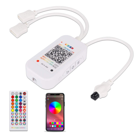 ALED LIGHT Bluetooth String Light Controller with 40 Keys IR Remote Control for RGB LED Strip Lights, Compatible with iOS and Android Smartphones