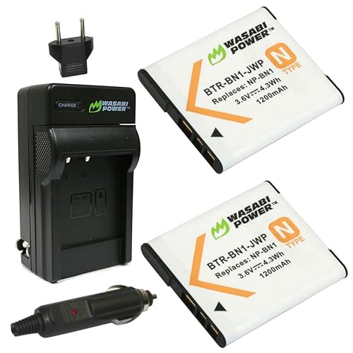 Wasabi Power Battery (2-Pack) and Charger for Sony NP-BN1 and Sony Cyber-shot DSC-QX10, DSC-QX100, DSC-T99, DSC-T110, DSC-TF1, DSC-TX5, DSC-TX7