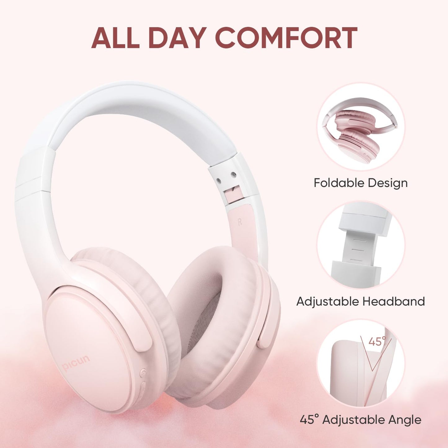 Gankoii Wireless Headphones, Bluetooth Over Ear Headsets with Microphone, Hi-Fi Audio, 60H Playtime, Touch Control, Foldable Lightweight, On-Ear…