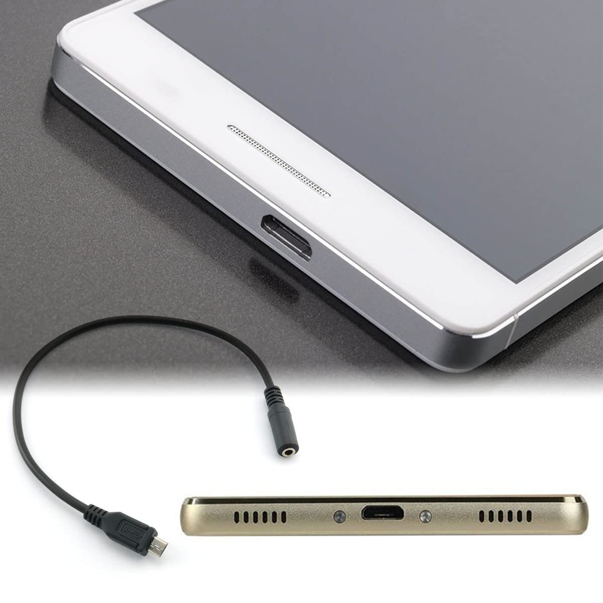 DGHAOP Micro USB Male to 3.5mm Female AUX Audio Wire Cord for Headset Adapter Active Clip Microphone