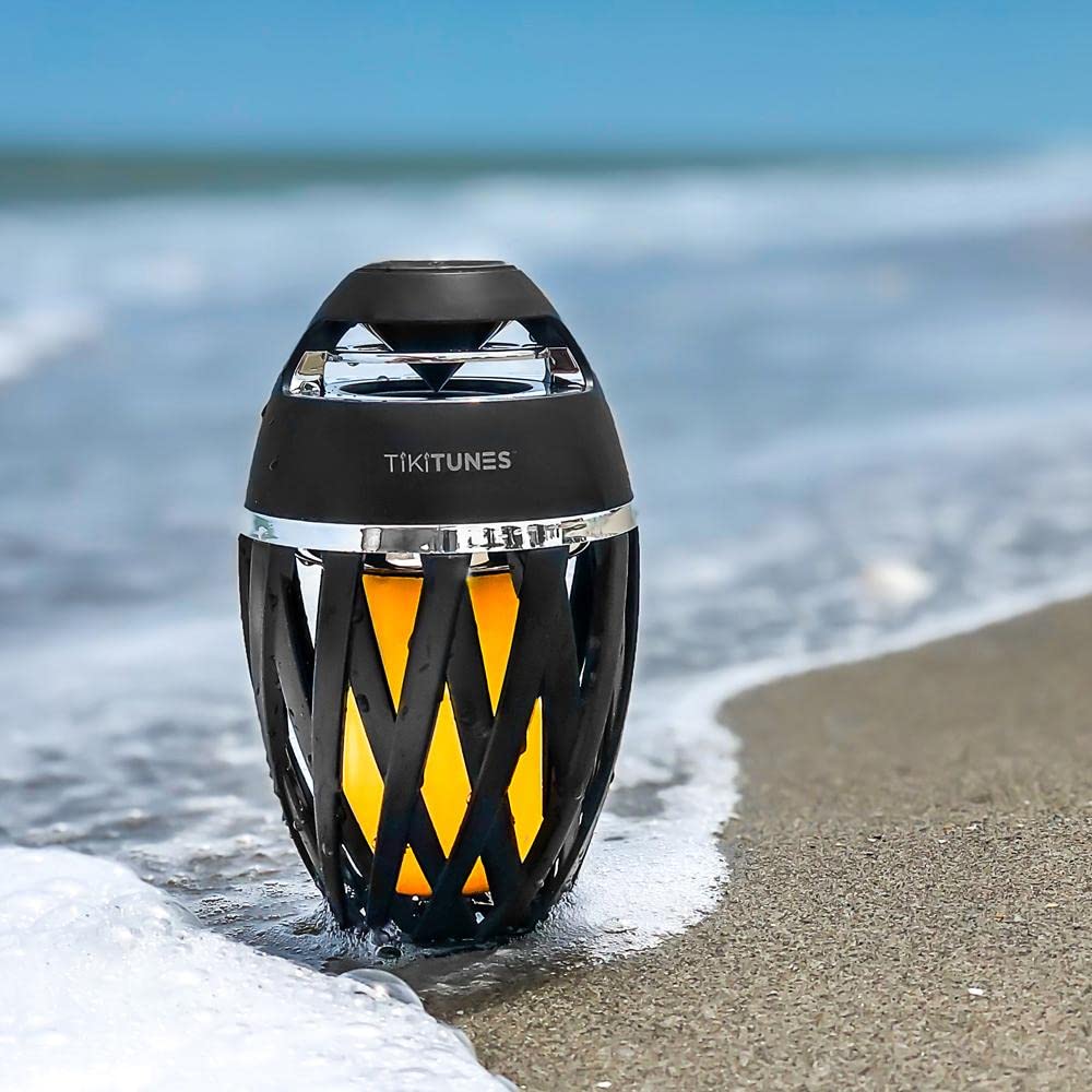 TikiTunes Portable Bluetooth 5.0 Indoor/Outdoor Wireless Speakers, LED Torch Atmospheric Lighting Effect, 5-Watt Audio USB Speakers, 2000 mAh Battery