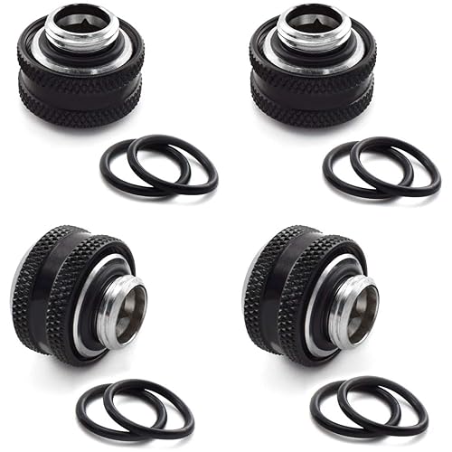 SDTC Tech 4-Pack G1/4" to 12mm x 16mm (IDxOD) Rigid Tubing Compression Fitting for PC Water Cooling System Metal & PETG Tube