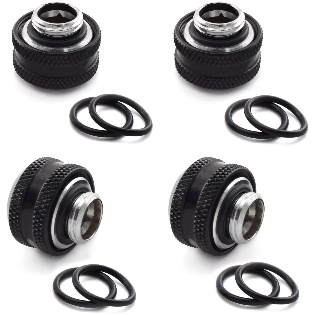 SDTC Tech 4-Pack G1/4" to 12mm x 16mm (IDxOD) Rigid Tubing Compression Fitting for PC Water Cooling System Metal & PETG Tube