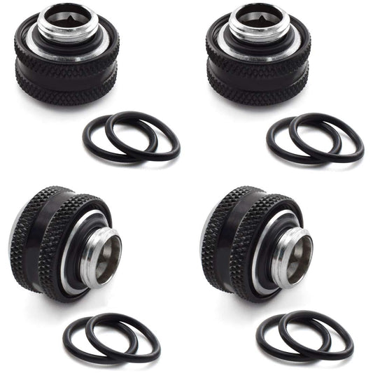 SDTC Tech 4-Pack G1/4" to 12mm x 16mm (IDxOD) Rigid Tubing Compression Fitting for PC Water Cooling System Metal & PETG Tube
