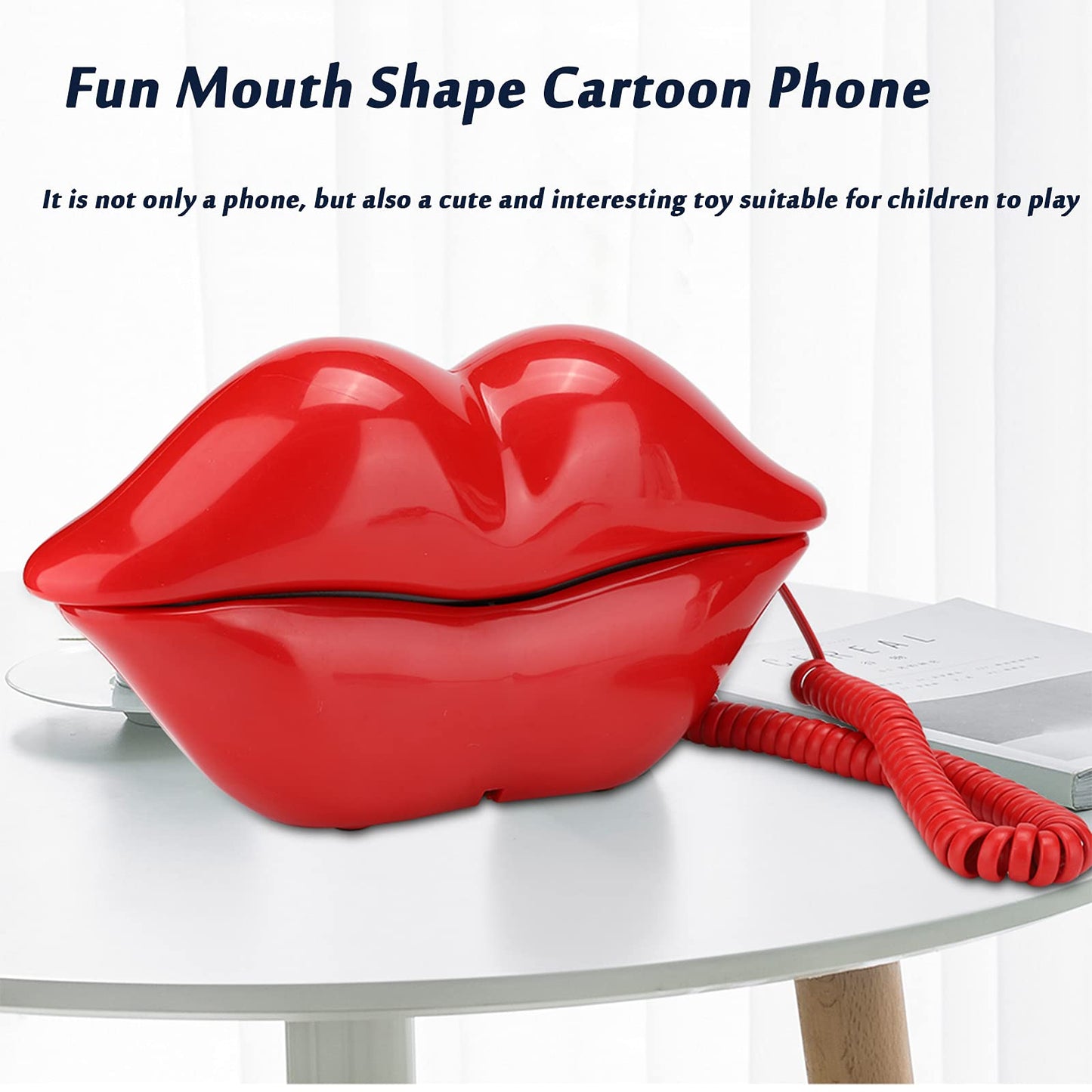 Lip Telephone, Advanced Home Telephone, Interesting Corded Mouth Lip-Shaped Telephone, Funny Red Lip Plastic Telephone, Wire Phone Home Decoration