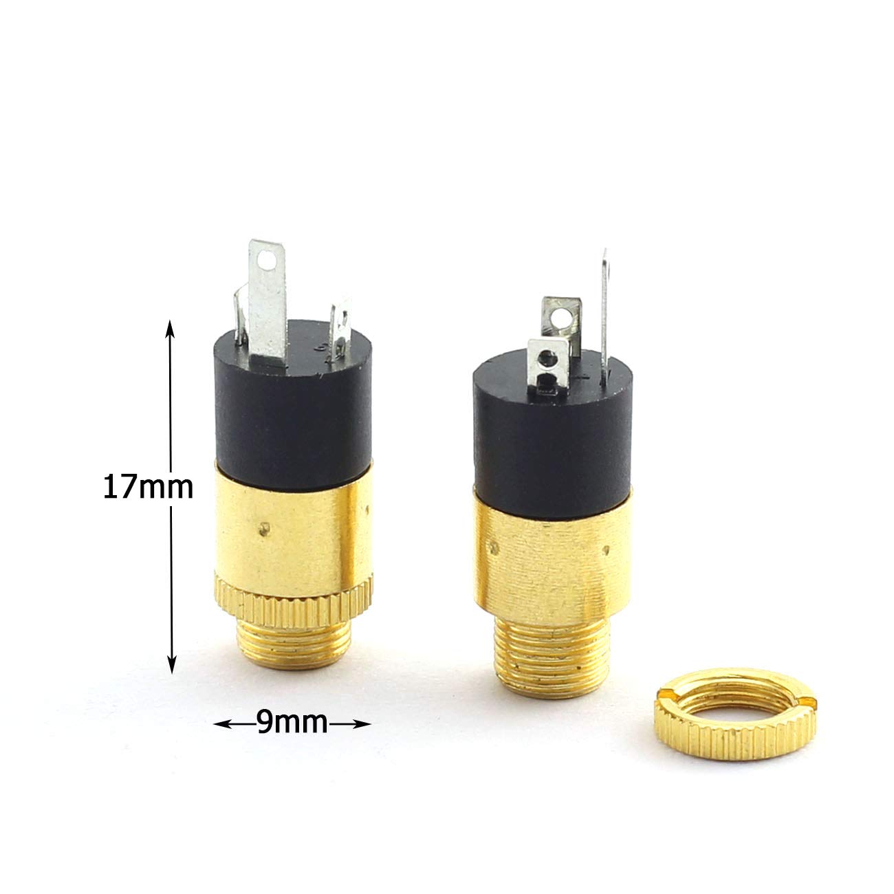 E-outstanding 5pcs Gold Plated 3.5mm Female Stereo Panel Mount Jack Connector, Audio Headphone Metal Connector