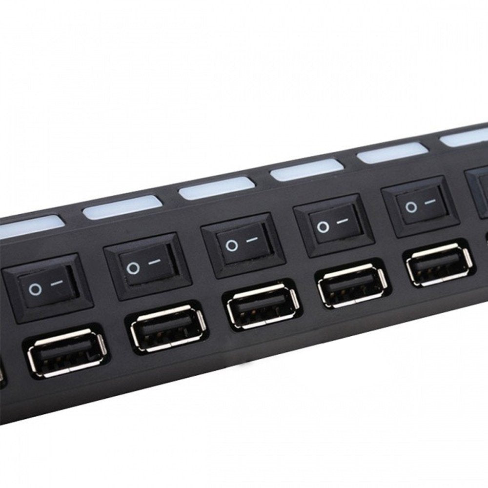 Micro USB Hub 2.0 7Port Hub USB With ON/OFF Switch USB Splitter Adapter High Speed Peripheral Accessorie For Tablet Laptop