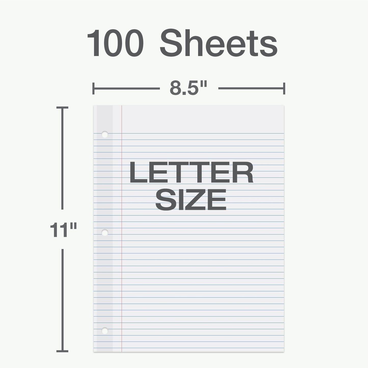 Oxford Reinforced Filler Paper, 8.5 x 11 Inch, College Rule, 3 Hole Punched, Lined Loose Leaf Paper for Ring Binders, 100 Sheets, White (1002097)