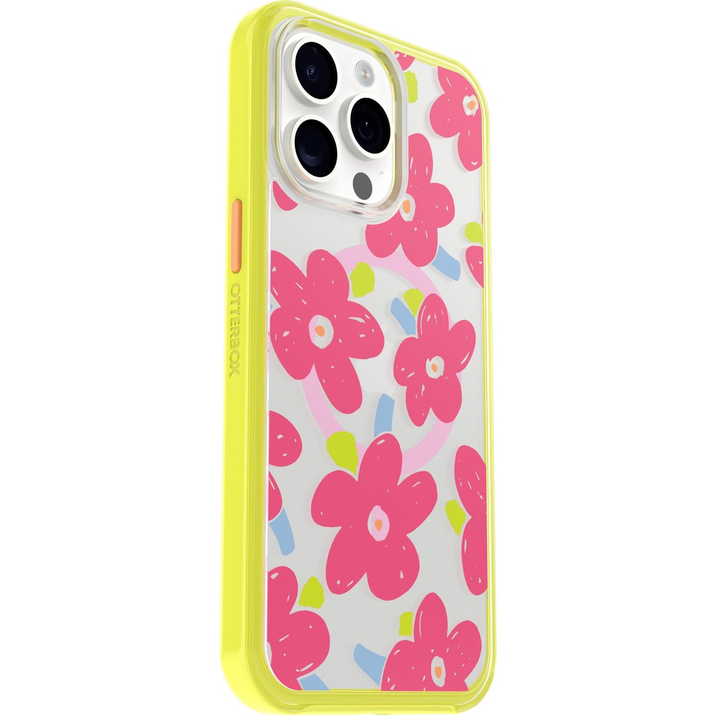 OtterBox iPhone 15 Pro MAX (Only) Symmetry Series Clear Case - WHIMSY BLOOM (Yellow), snaps to MagSafe, ultra-sleek, raised edges protect camera