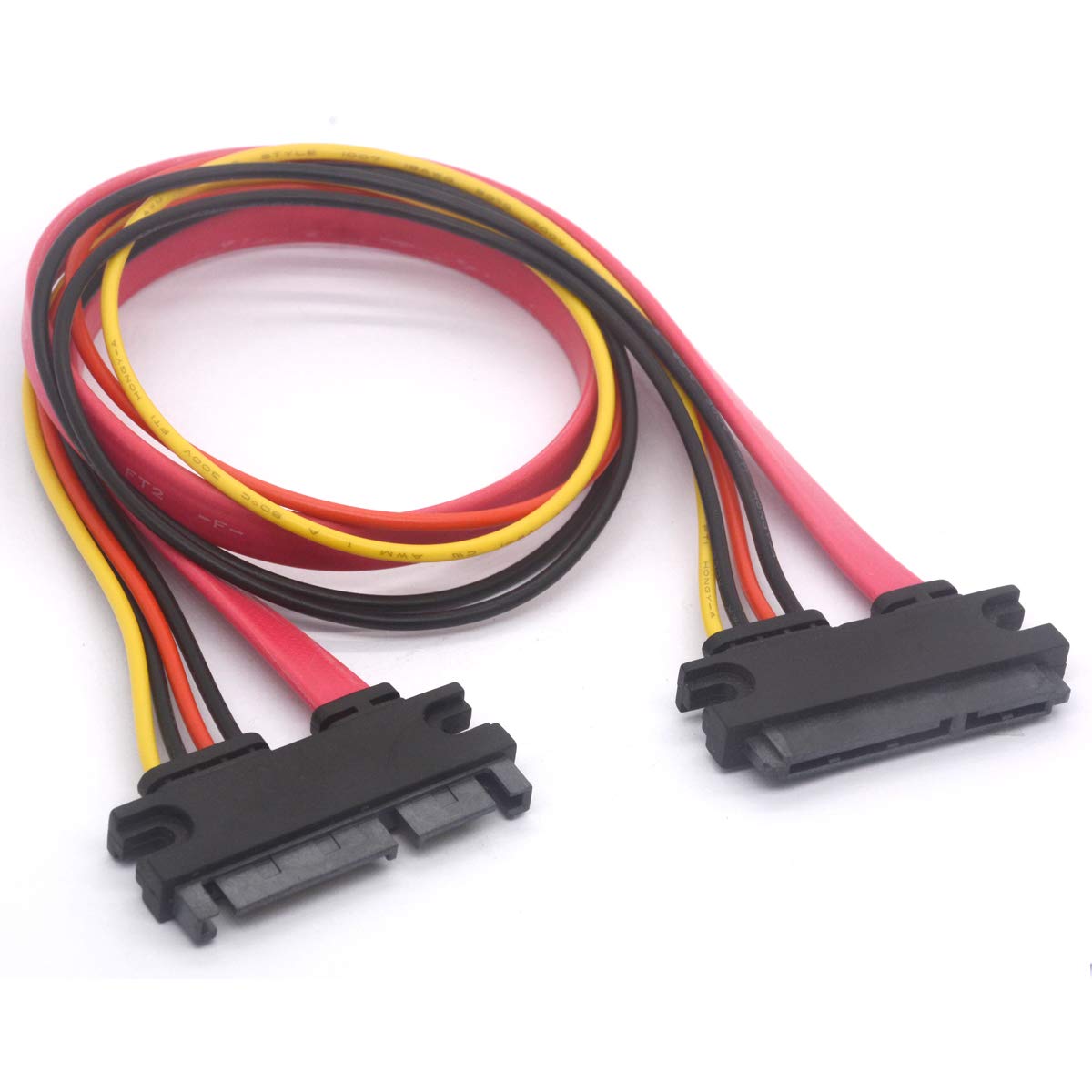 PIIHUSW 22 pin SATA Extension Cable 7+15 Sata Male to Female Data and Power Extender (30cm)