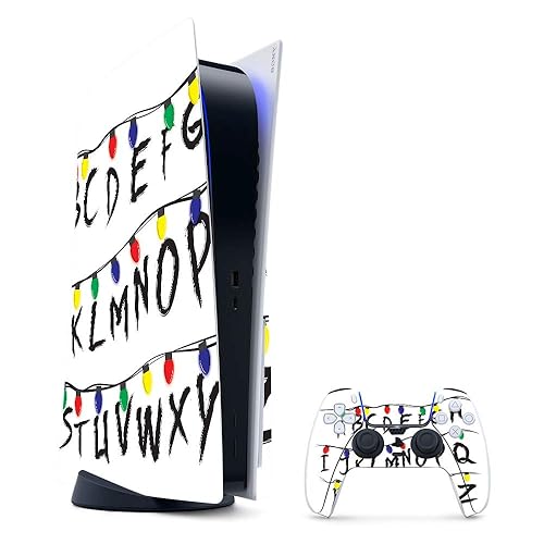 MightySkins Gaming Skin for PS5 / PlayStation 5 Bundle - Stranger Alphabet | Protective Viny wrap | Easy to Apply and Change Style | Made in The USA