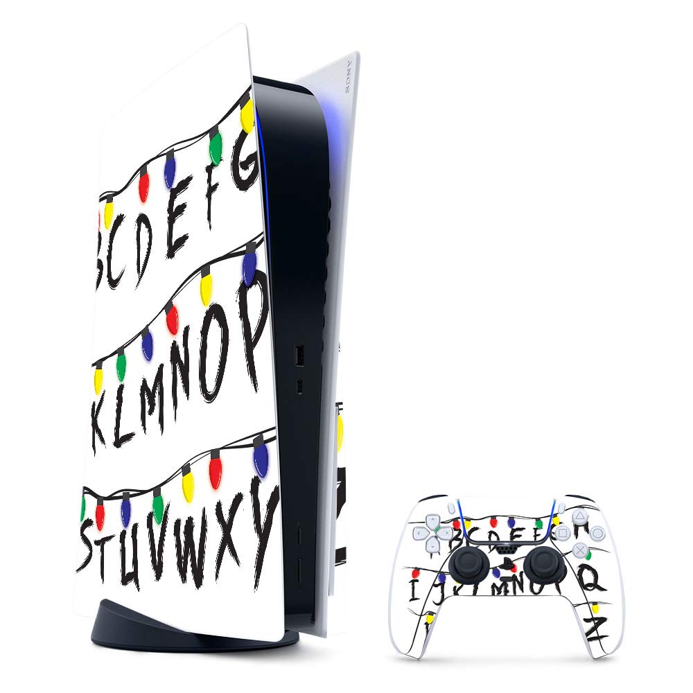 MightySkins Gaming Skin for PS5 / PlayStation 5 Bundle - Stranger Alphabet | Protective Viny wrap | Easy to Apply and Change Style | Made in The USA