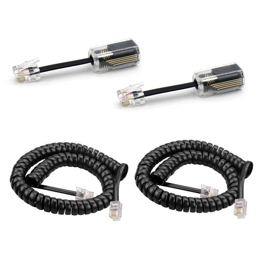 2 Pack RJ9 Telephone Cord Detangler Telephone Cord 360 Degree Rotating Swivel Cord 10Ft Uncoiled(1.2 Ft Coiled) Landline Phones Handset Curly Extended