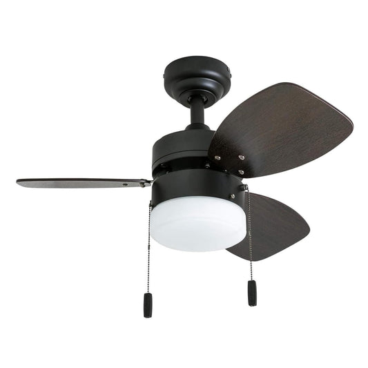 Honeywell Ceiling Fans Ocean Breeze Modern 30 Inch Ceiling Fan with Light, Pull Chain LED Indoor Fan with 3 Blades, Dark Brown Chestnut and Light Oak
